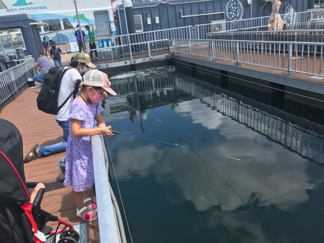 うみファームの釣り掘りは柵があって安心